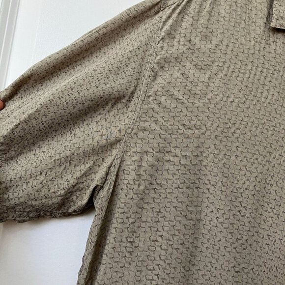 Vintage Denver Hayes Shirt Mens XL Silk Beige Check Print Button Up - Picture 3 of 8